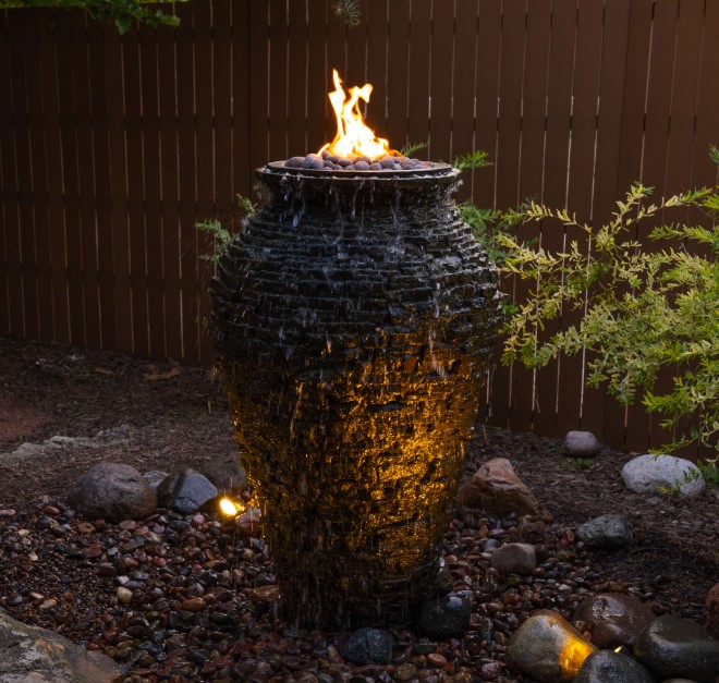 STACKED SLATE FIRE URN: GOLD PACKAGE